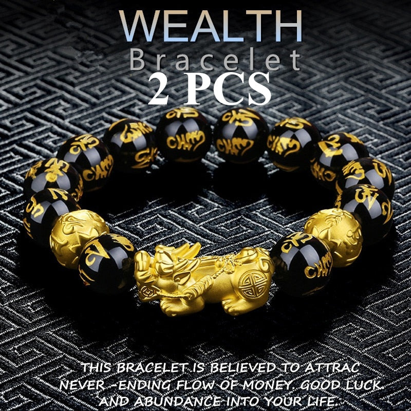 Black Obsidian Stone Beads Bracelet