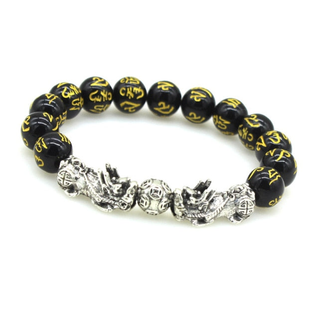 Black Obsidian Stone Beads Bracelet