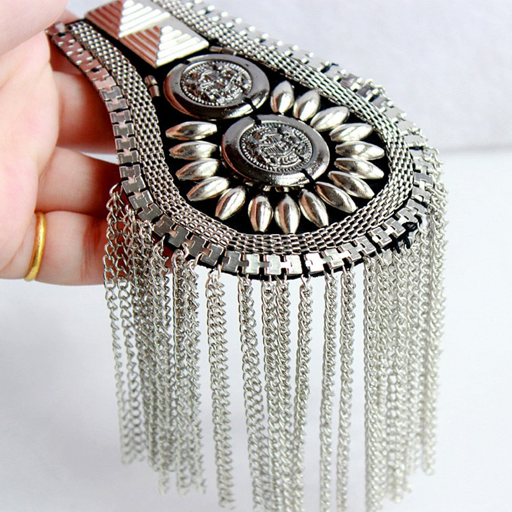 Vintage Metal Tassel Epaulette Handmade Cloth