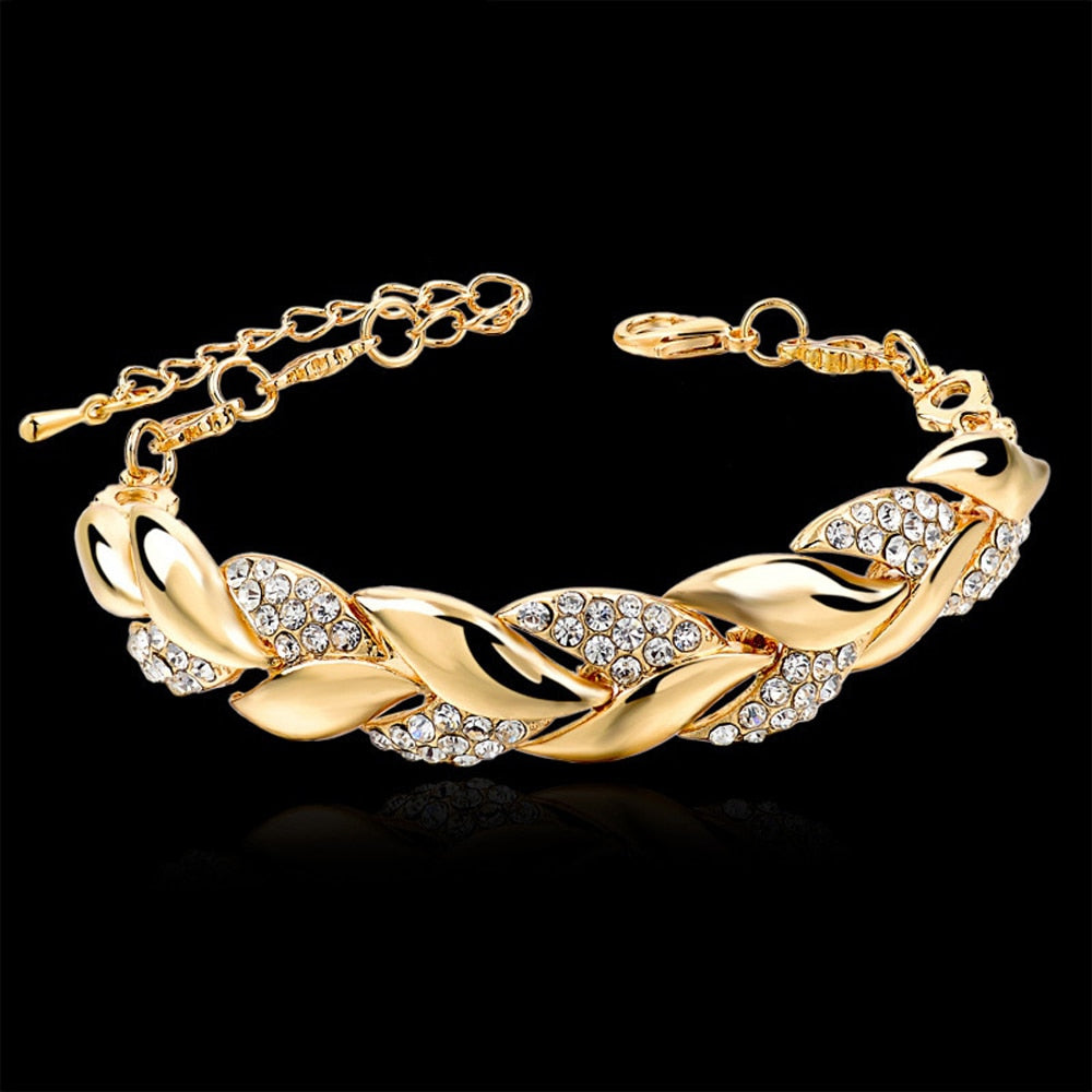 Bohemian Style Women Girls Gold Bracelet Rhinestone