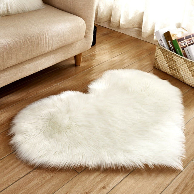 Fluffy Carpet Heart Shape Rug