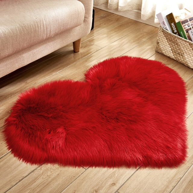 Fluffy Carpet Heart Shape Rug