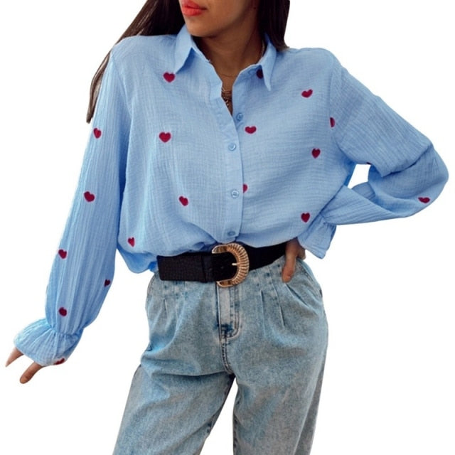 Fashion Casual Turn Down Collar Blouses