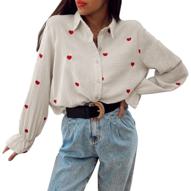 Fashion Casual Turn Down Collar Blouses